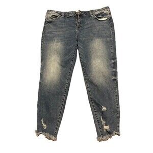 KanCan Signature Low Rise Ankle Skinny Jeans Women’s Size 32 Distressed Hem